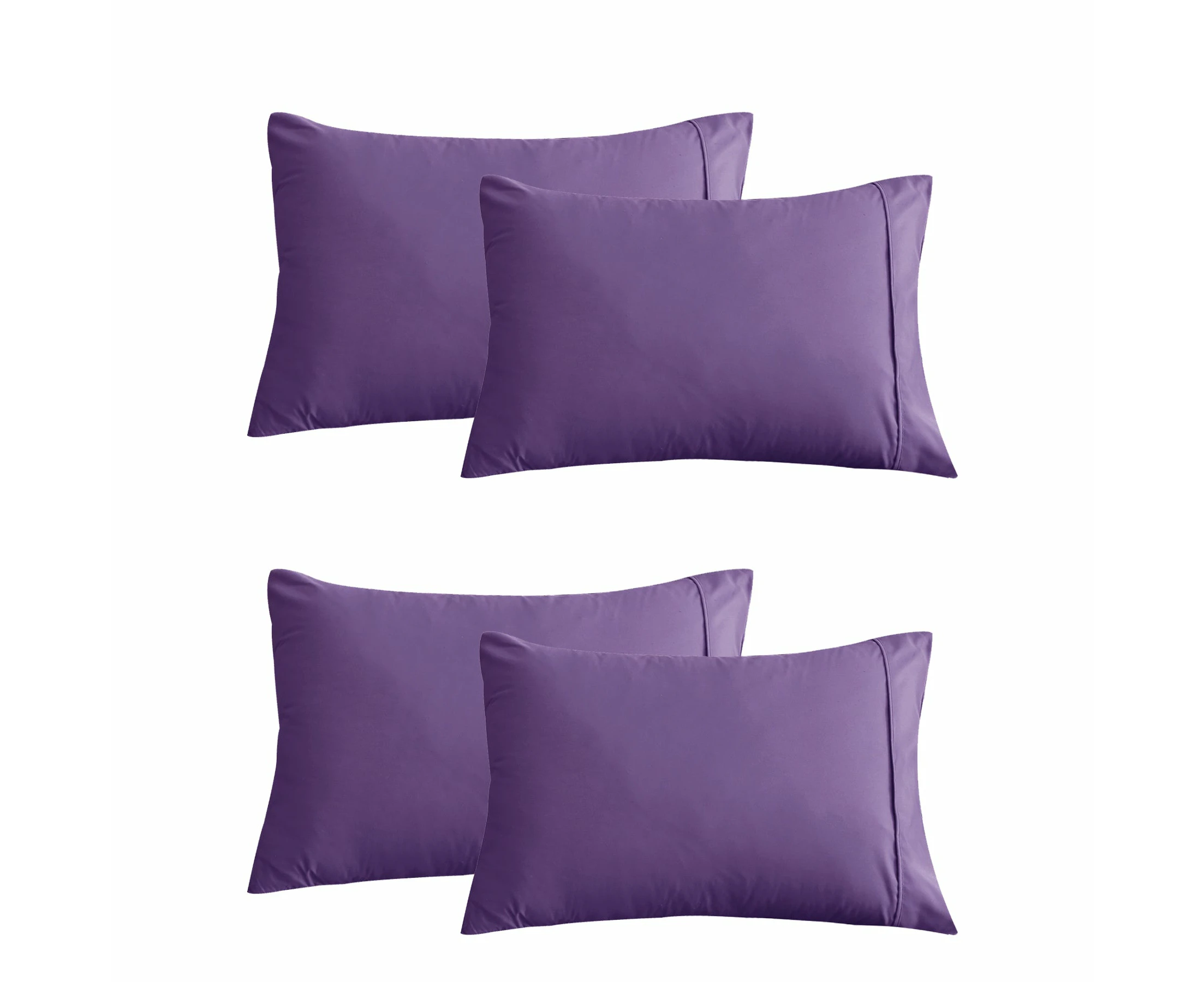 Set of Four Easy Care Cotton Blend Percale Standard Pillowcases | Four Cotton Blend Pillowcases by Kingdom Classic | 14 Colours - Purple