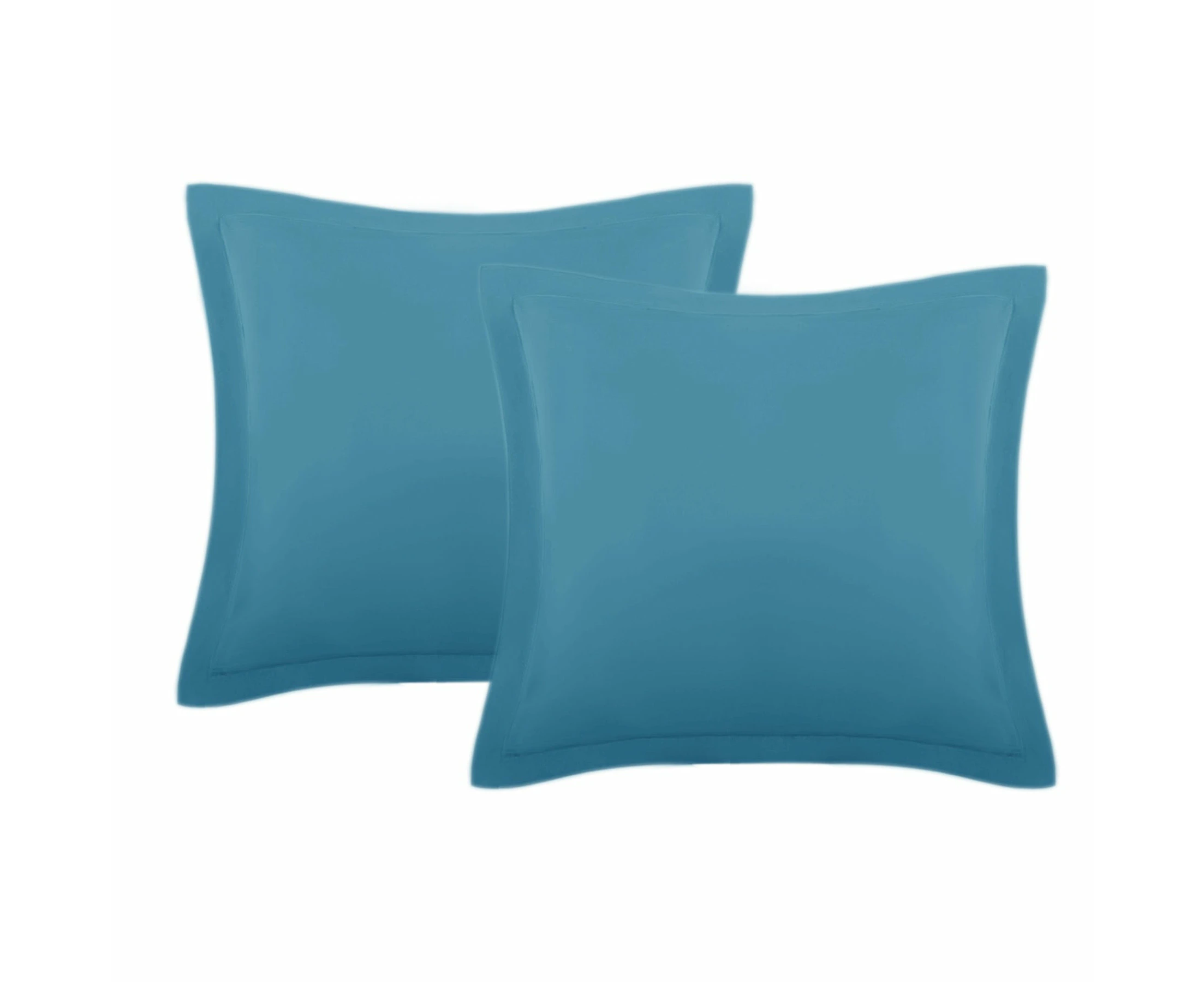 Set of Two Easy Care Cotton Blend Percale European Pillowcases | Two Cotton Blend Pillowcases by Kingdom Classic | 11 Colours - Aqua