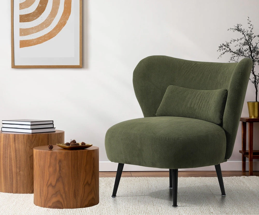 Parisi Luxe Wingback Velvet or Boucle Lounge Chair | Plush Soft Pillow Cushion Stunning Armchair | 3 Finishes - Green Velvet Fabric