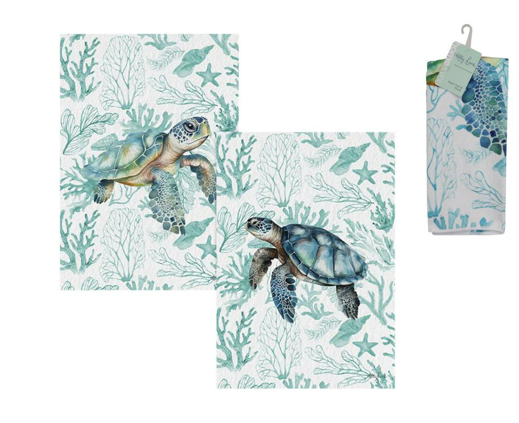 Kelly Lane | Coastal Turtle Tea Towel - 2 Pack - 40x60cm