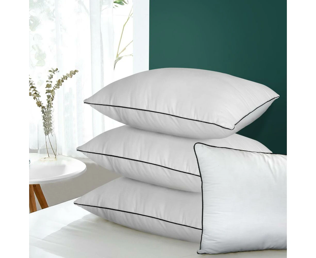 Set of Four Luxore 100% Cotton Cover Plush Medium Pillows | Hotel Quality Medium Soft Microfibre Pillows