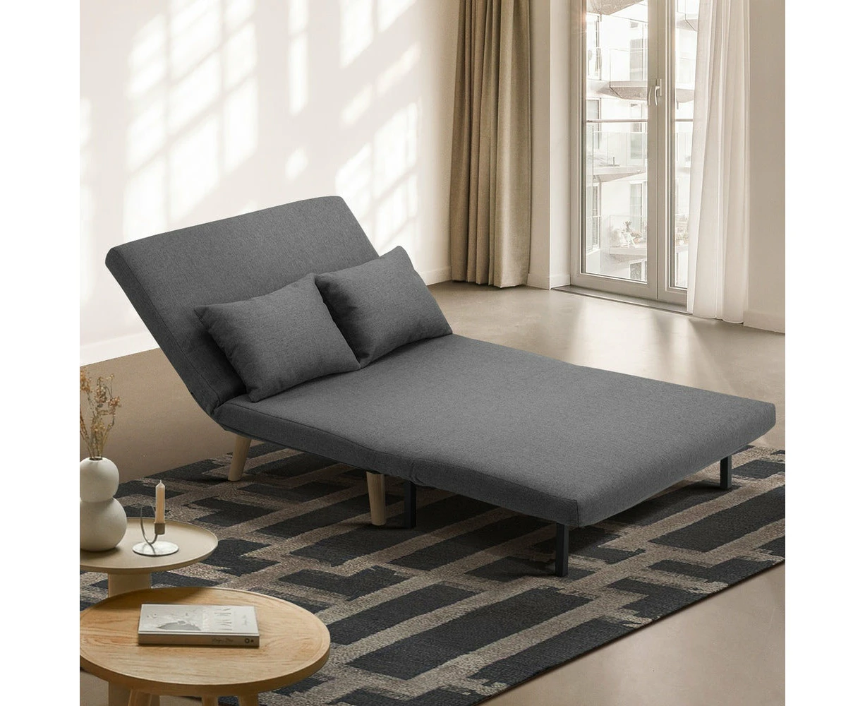 Amalfi Two In One Couch and Fold Out Sofa Bed | Versatile Adjustable Modern Sofa Chair in 2 Sizes - Grey Linen Fabric