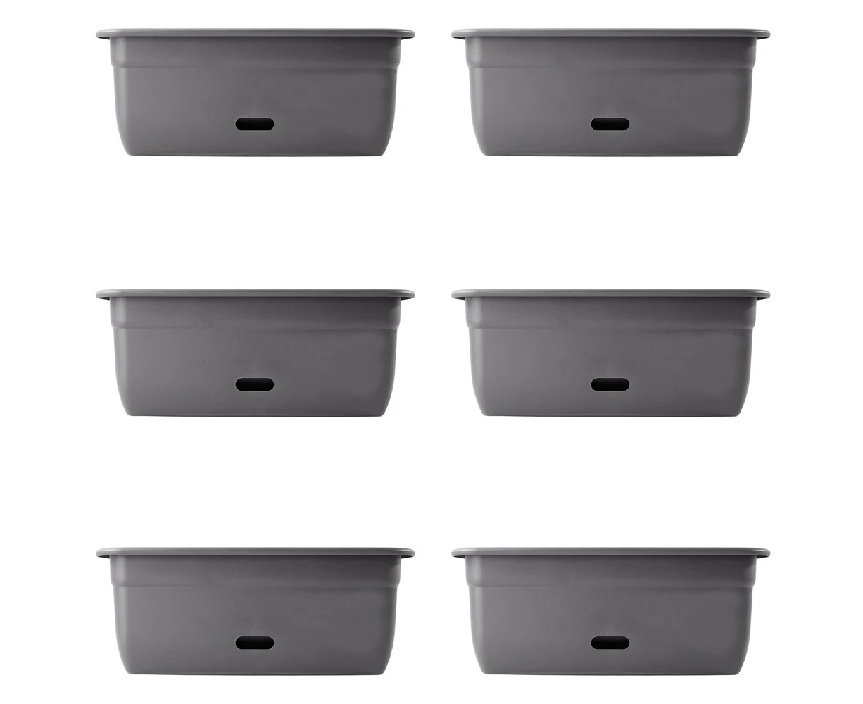 6x Homeleisure WaterSaver Rect Planter GardenFlower/Plant Pot 45cm Dark Grey