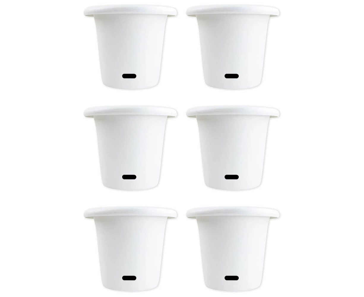 6x Homeleisure WaterSaver Round Planter Flower/Plant Pot Garden Decor 34cm White