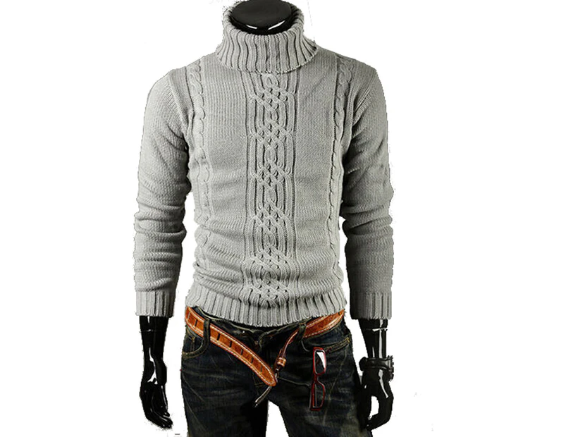 Men Fall Winter Knitted Sweater Roll Turtle Neck Pullover Sweatshirt Jumper Top