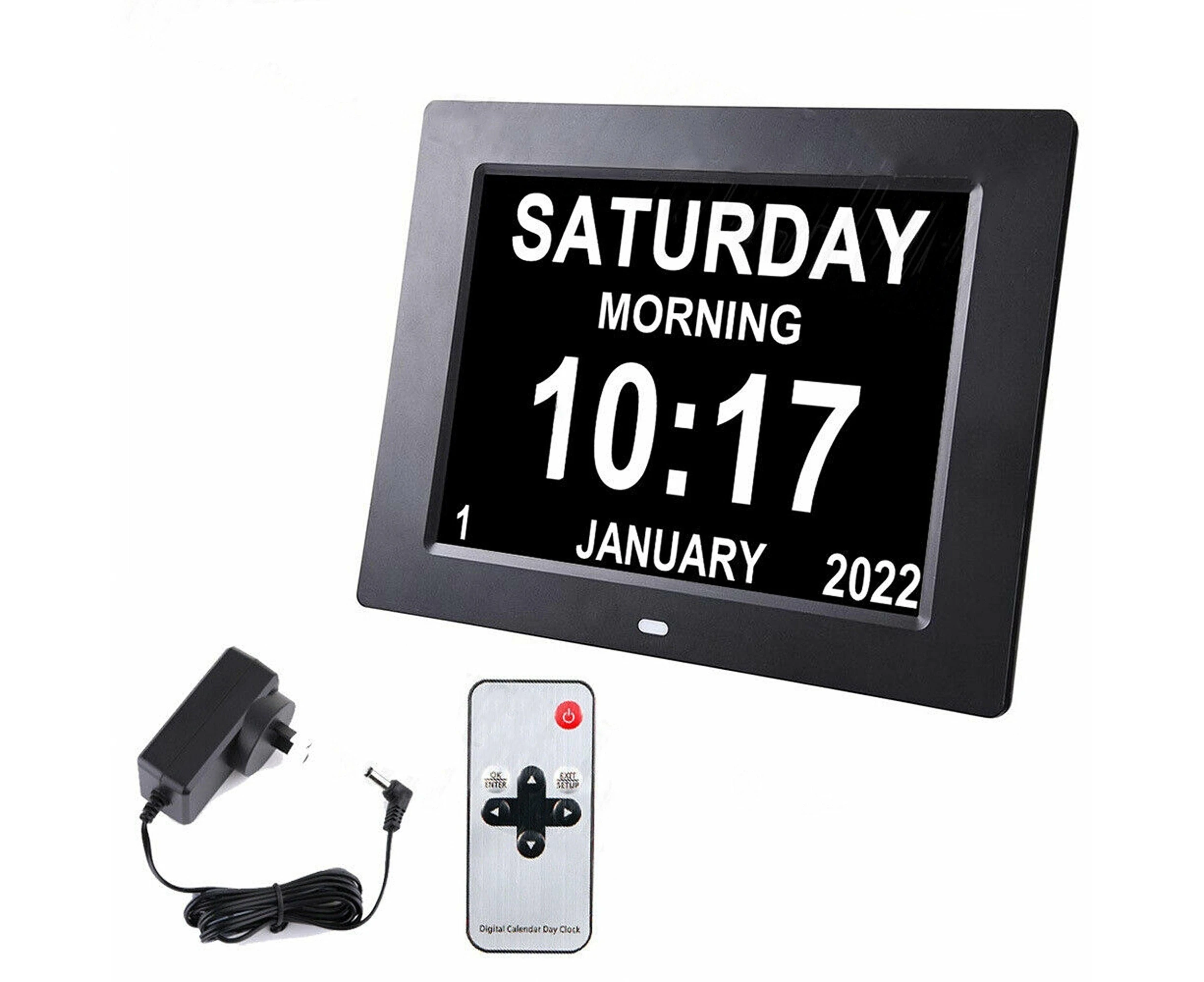 Extra Large LED Dementia Calendar Clock - Black