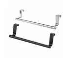 Kitchen Bathroom Hook Over Door Towel Holder - Black 36cm