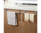 Kitchen Bathroom Hook Over Door Towel Holder - Black 36cm