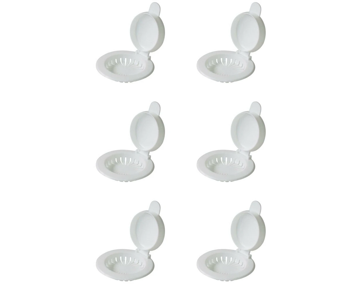 6x Homeleisure Plastic Kitchen Sink Plug & Strainer Drain Filter Catcher White