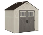 Suncast Tremont Resin Storage Shed Outdoor Garden Store Cabin 8x7FT Vanilla