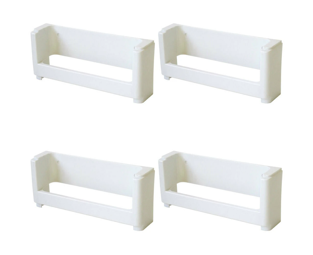 4x Homeleisure Plastic Spice Rack Wall-Mounted Kitchen Organiser Caddy White