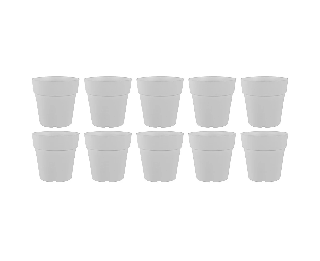 10x Homeleisure Reko Plastic Plant Pot Garden Flower Planter Round 125mm White