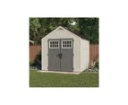 Suncast Tremont Resin Storage Shed Outdoor Garden Store Cabin 8x7FT Vanilla