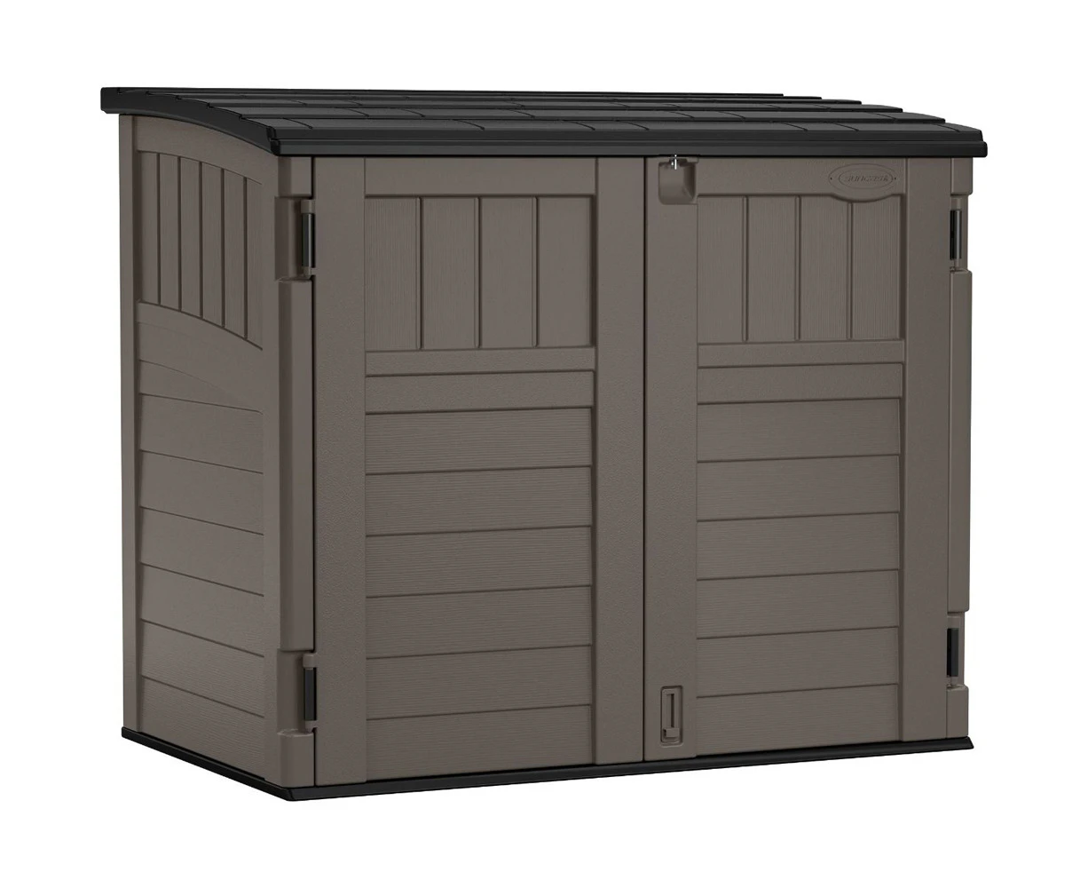 Suncast Horizontal Resin Storage Shed Outdoor Garden Store Cabin 3x4FT Stoney