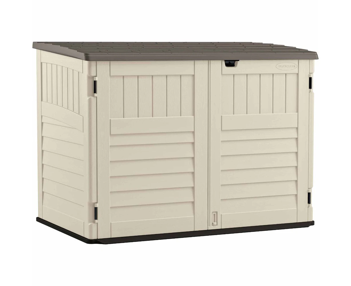 Suncast The Stow-Away Horizontal Resin Storage Shed Outdoor Cabin 4x5FT Vanilla