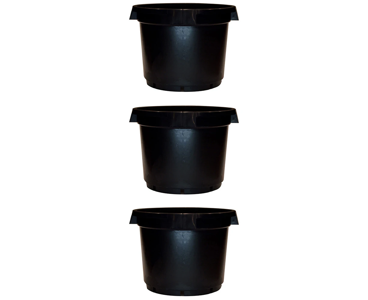 3x Homeleisure Reko Pot Planter W/Handle 510mm Black Decorative Garden Decor