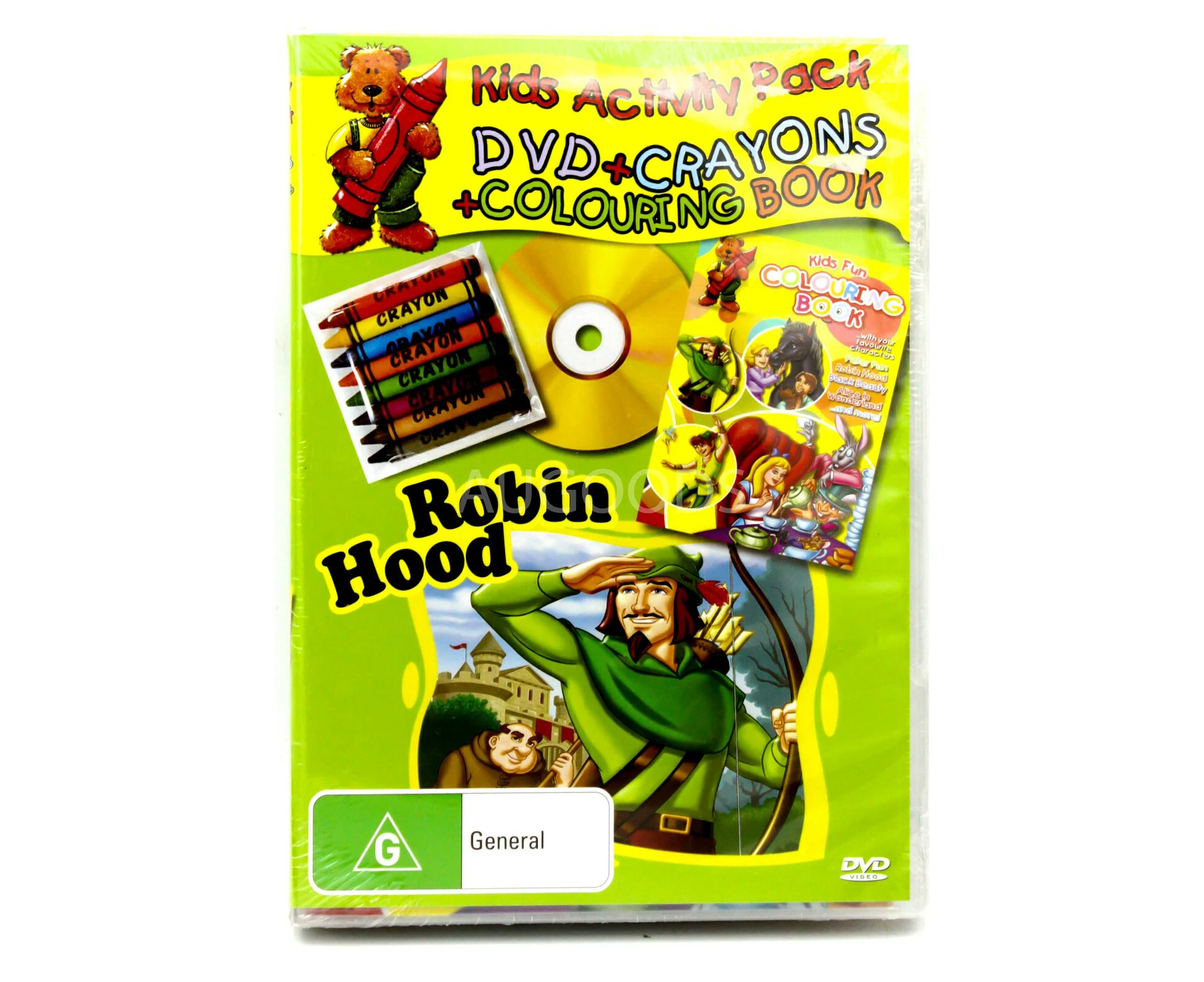 ROBIN HOOD Kid's ChildrenACTIVITY PACK: CRAYONS AND COLOURING BOOK DVD