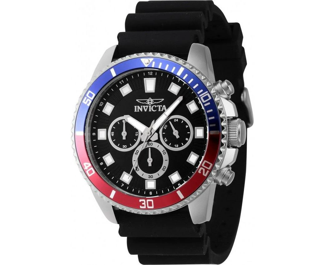 Invicta Pro Diver Chronograph Silicone Strap Black Dial Quartz 46119 Men's Watch