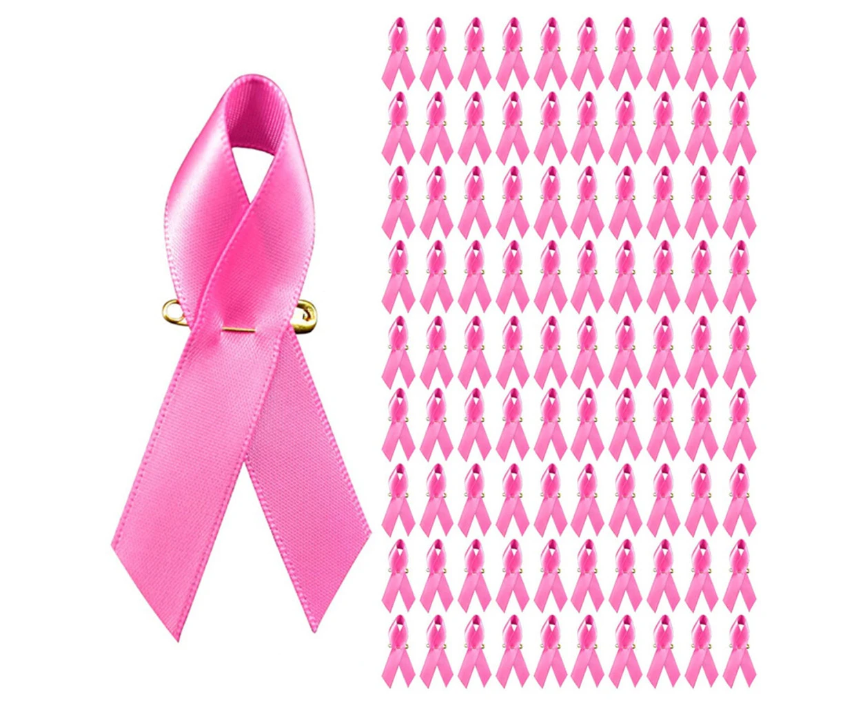 100 pcs, safety awareness charity ribbon brooch-dark pink - Pink