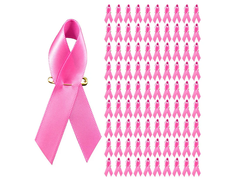 100 pcs, safety awareness charity ribbon brooch-dark pink - Pink