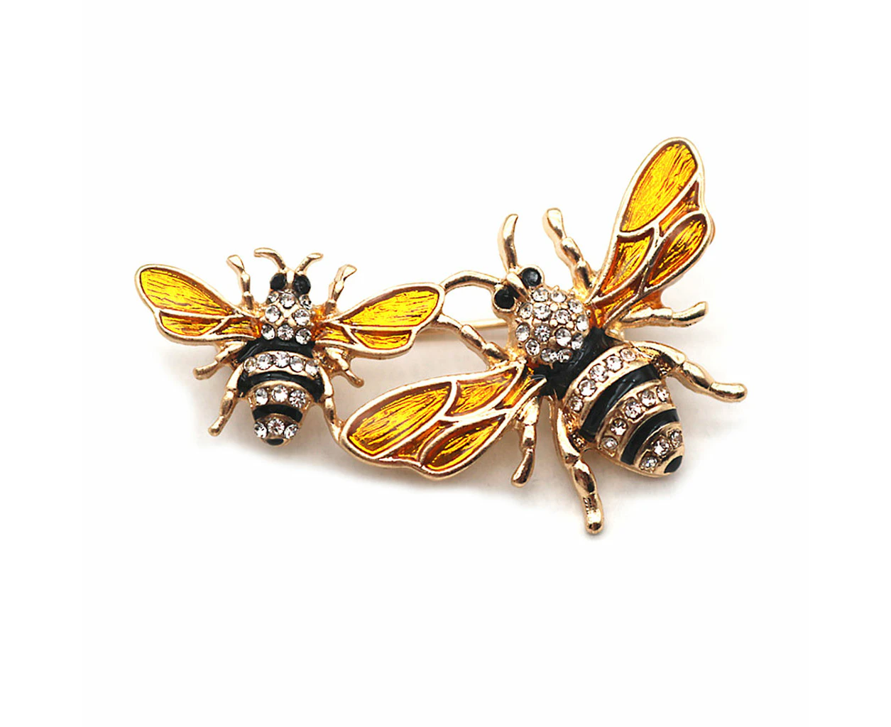 Enamel drop glaze double bee brooch