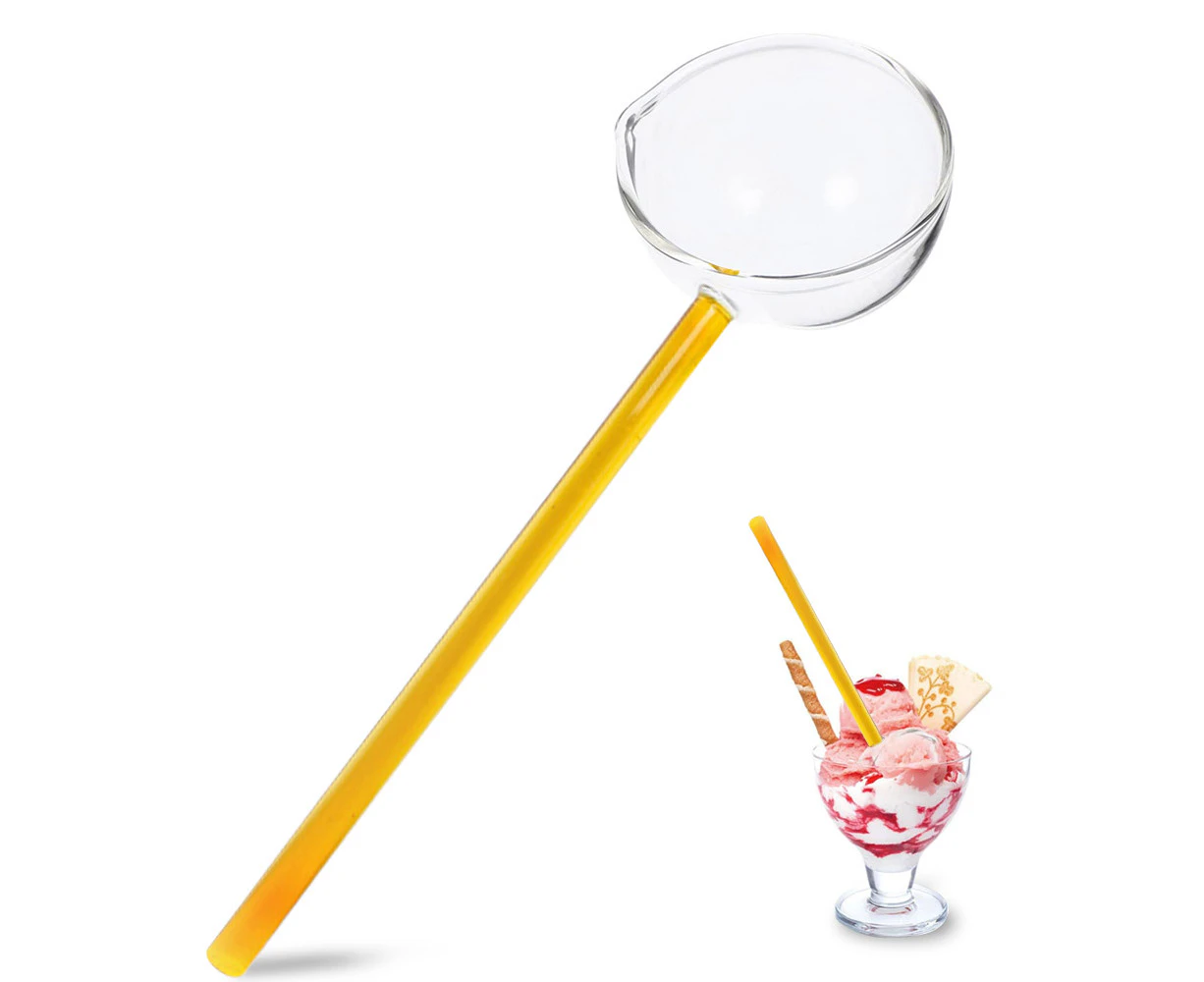 Clear Glass Stirring Spoons Transparent Crystal Teaspoons Milk Cocktail Cold Drinks Mixing Spoon - golden