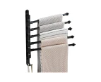 LOYOUTH Swivel Out Towel Racks with Hooks 5-Bars Foldable Arms Bath Towel Hanger Wall Mount Towel Bar Aluminum Towel Holder Organizer for Bathroom