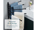 LOYOUTH Swivel Out Towel Racks with Hooks 5-Bars Foldable Arms Bath Towel Hanger Wall Mount Towel Bar Aluminum Towel Holder Organizer for Bathroom