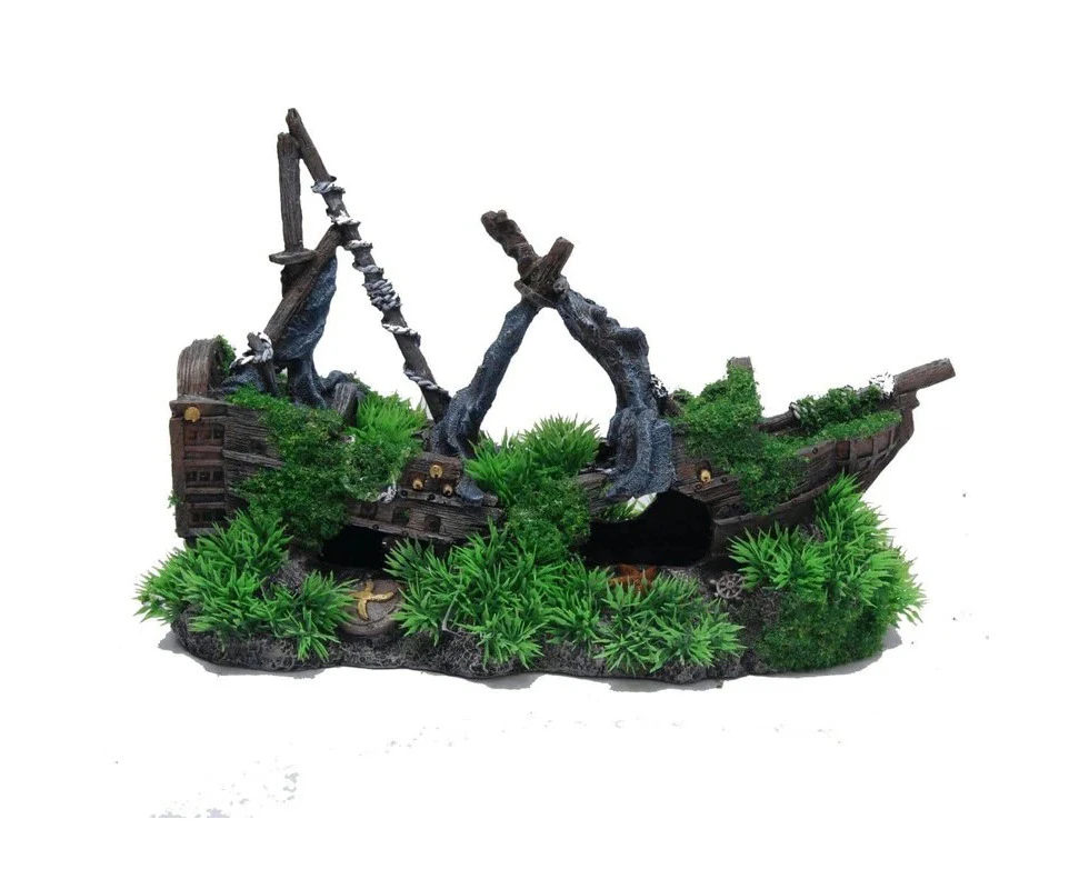 Aquatopia Shipwreck With Moss Ornament (AQT62524)