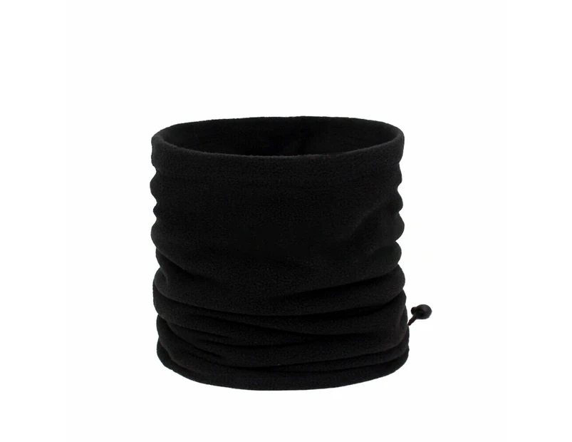 Winter Warm Fleece Snood Scarf Neck Warmer Beanie Hat - Black