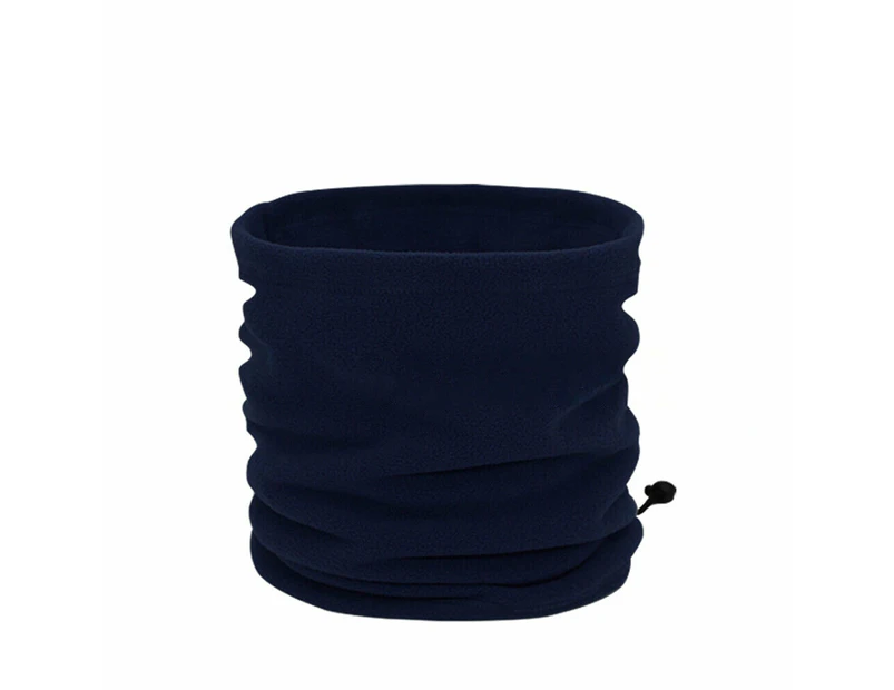 Winter Warm Fleece Snood Scarf Neck Warmer Beanie Hat - Navy Blue