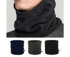 Winter Warm Fleece Snood Scarf Neck Warmer Beanie Hat - Navy Blue