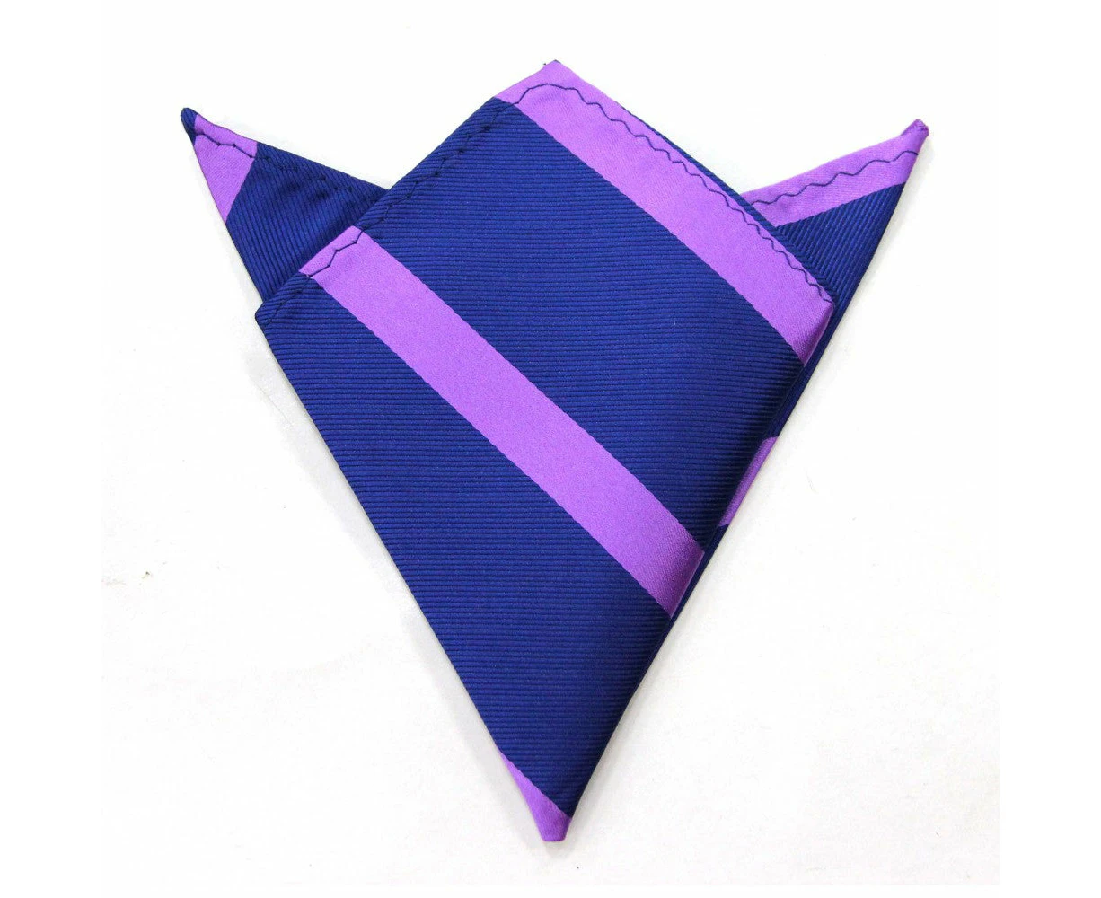 Navy Purple Stripe Pocket Square    from AUSCUFFLINKS