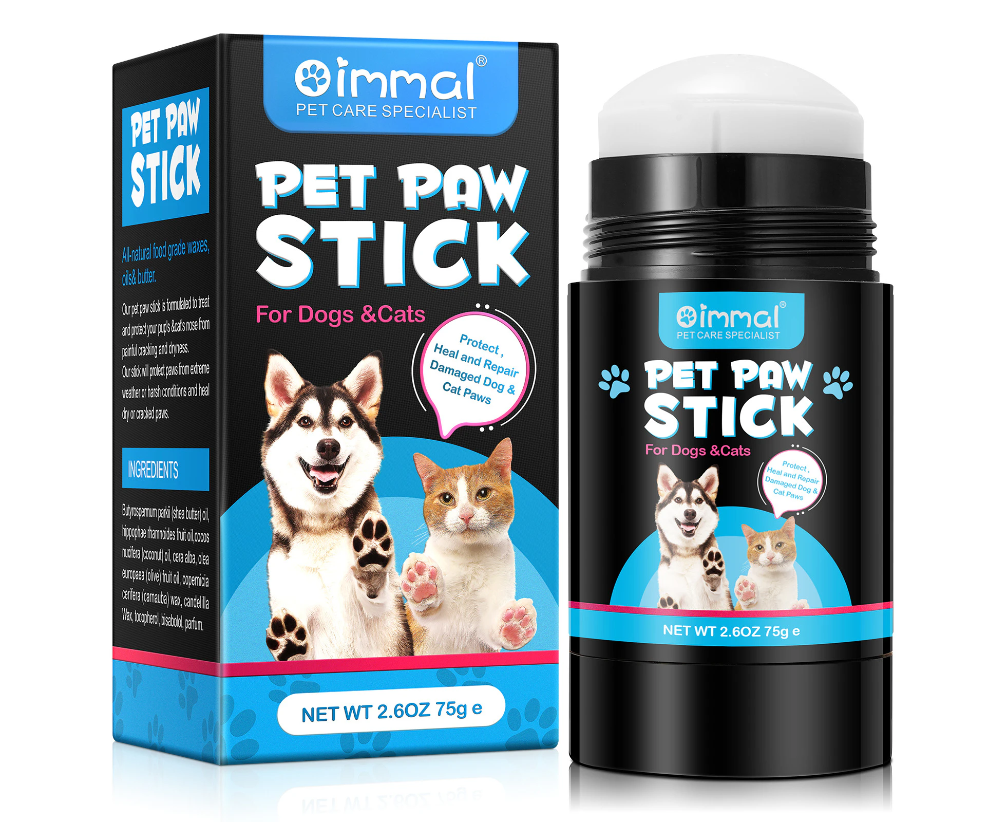 Oimmal Pet Cat Dog Balm Stick for Paws and Nose Moisturizer Protection Wax Heals Repair