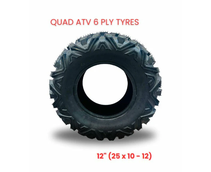 1 X QUAD ATV 6 PLY TYRES - 12" (25 x 10 – 12)