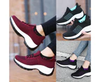 ishuif Women Lace-up Arch Support Breathable Sneakers Running Platform Tennis Shoes-Purple - Purple