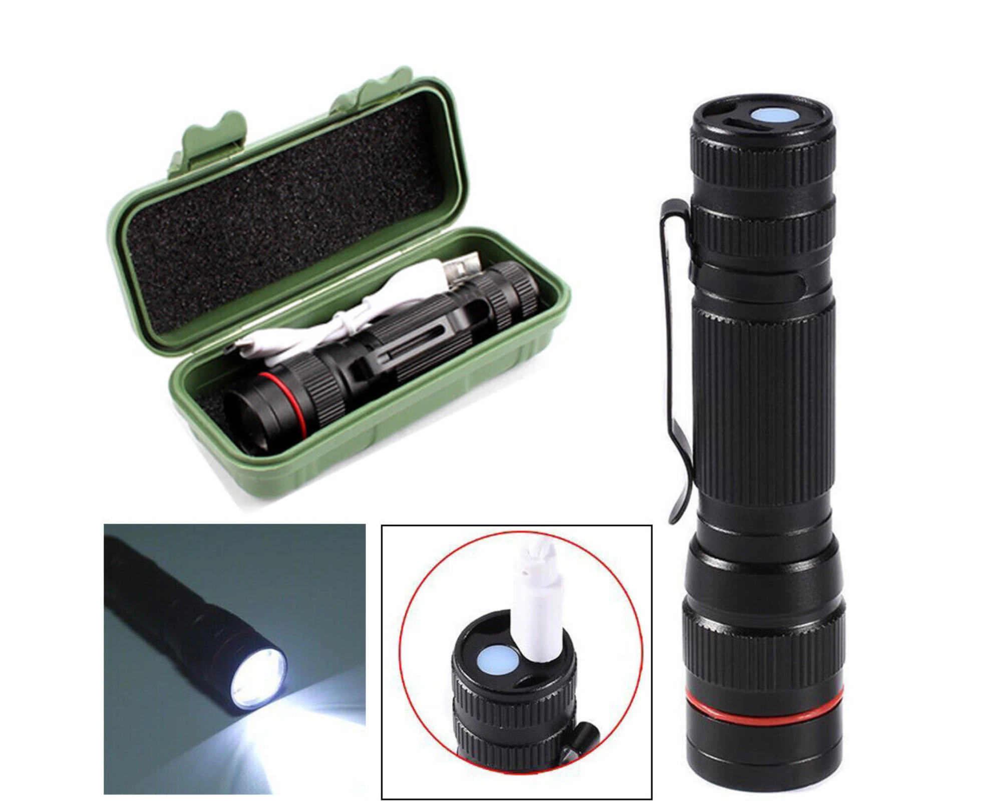 Waterproof Zoom Torch Light 990000LM LED Flashlight USB Tactical Rechargeable