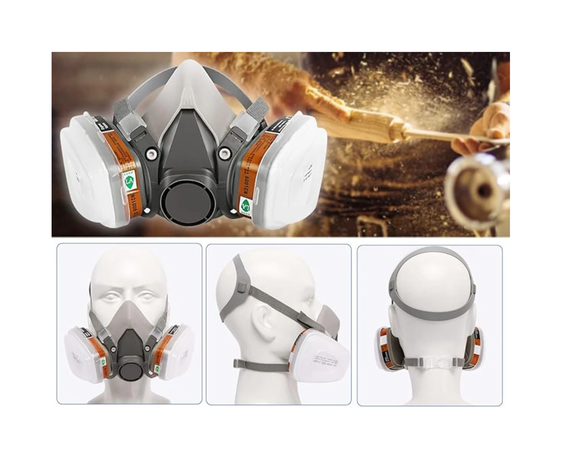 Full Face Respirator Paint Spray 7 IN 1 Gas Mask Chemical Facepiece Safety