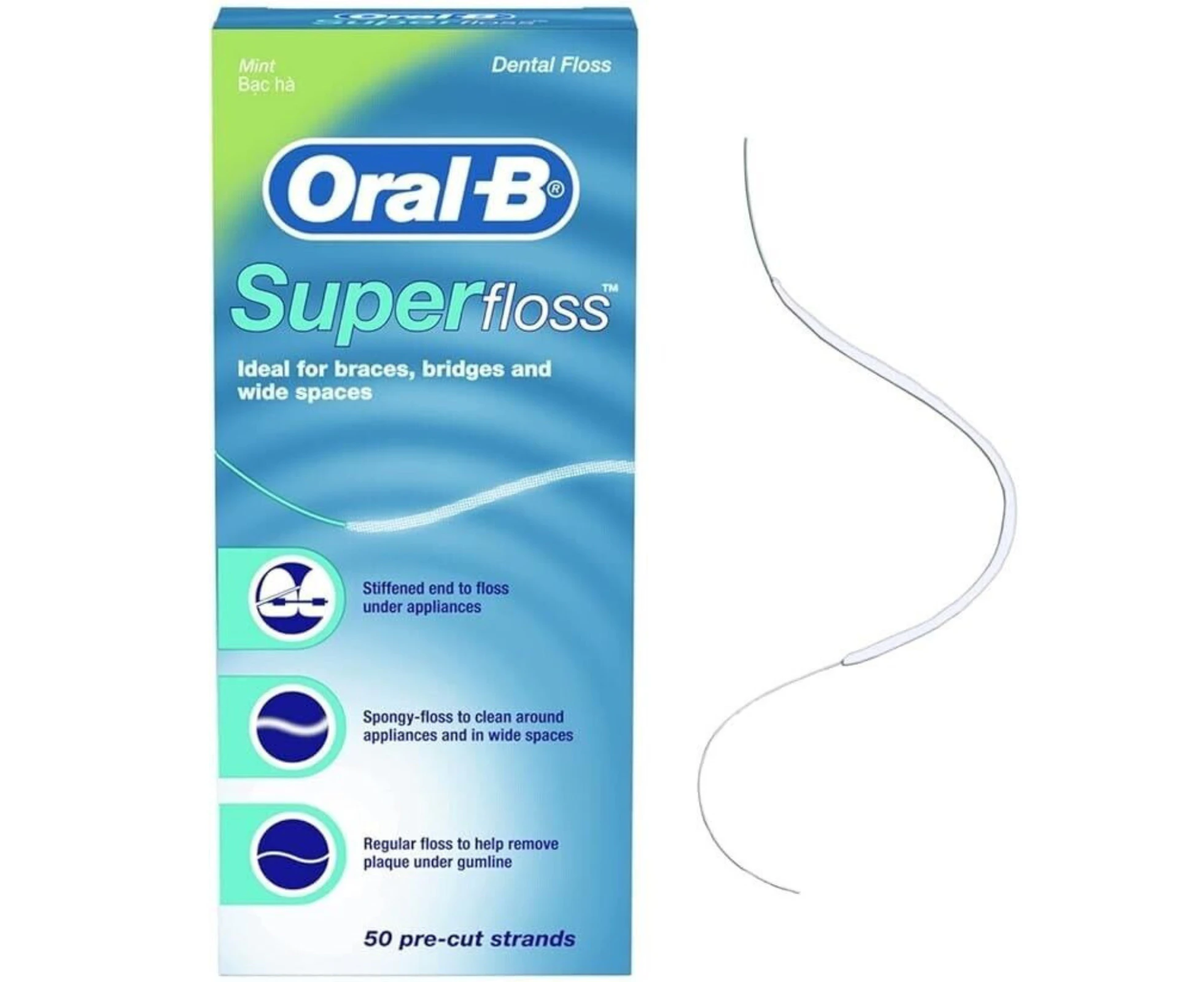 50 Strands Pre-cut Braces Oral-B SUPER FLOSS Dental Bridges Spaces