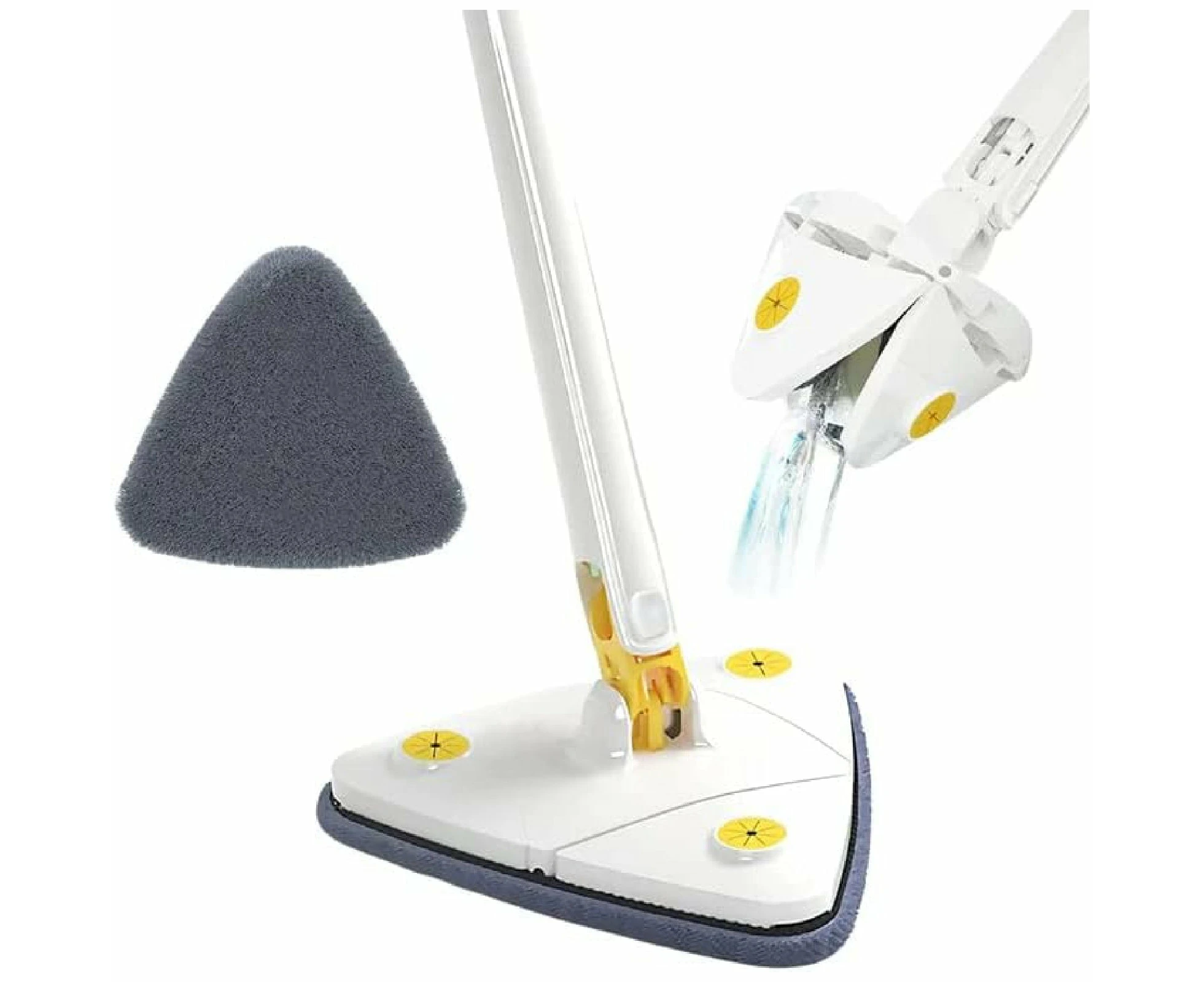 360o Rotatable Adjustable Triangle Lazy Cleaning Floor Mop Wet Dry With 7 Pads