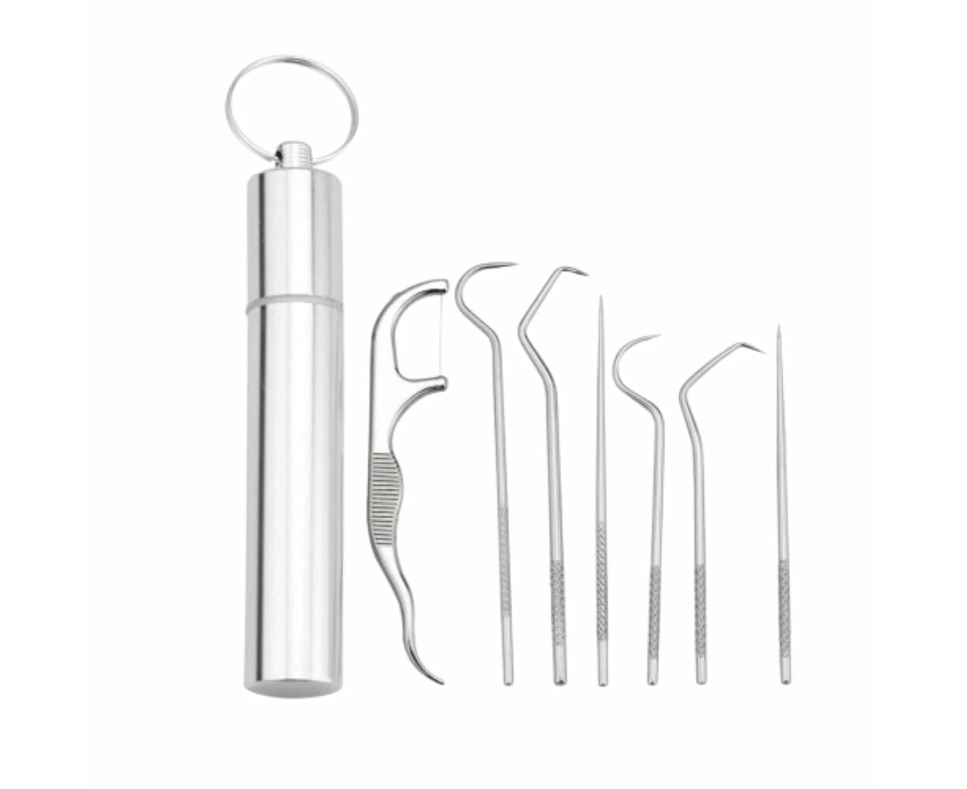 Portable Toothpick Box Holder Metal Flossing Set Stainless Steel Toothpick