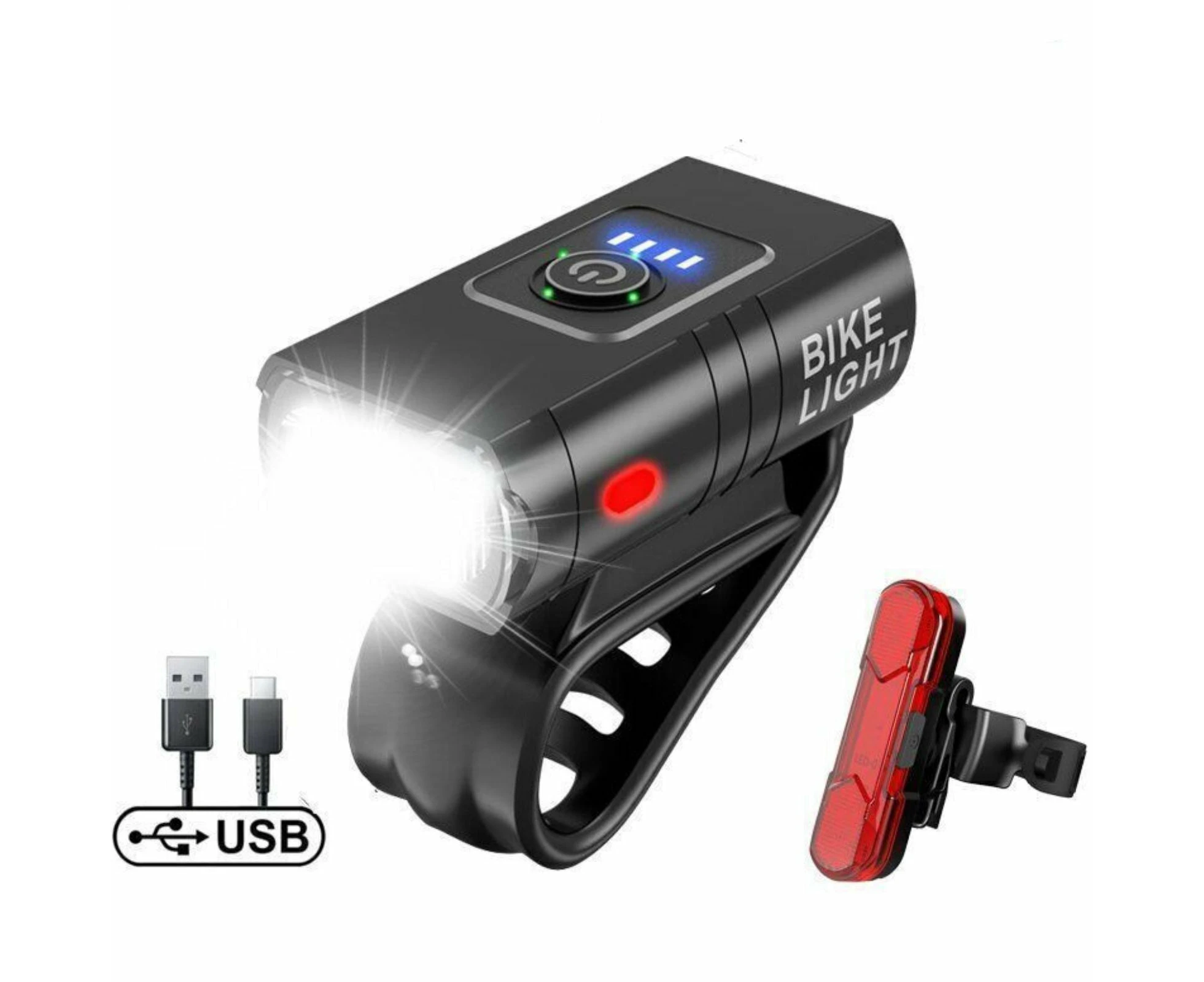 Rechargeable LED Bicycle Lights Waterproof Headlights Front and Rear Bike Light