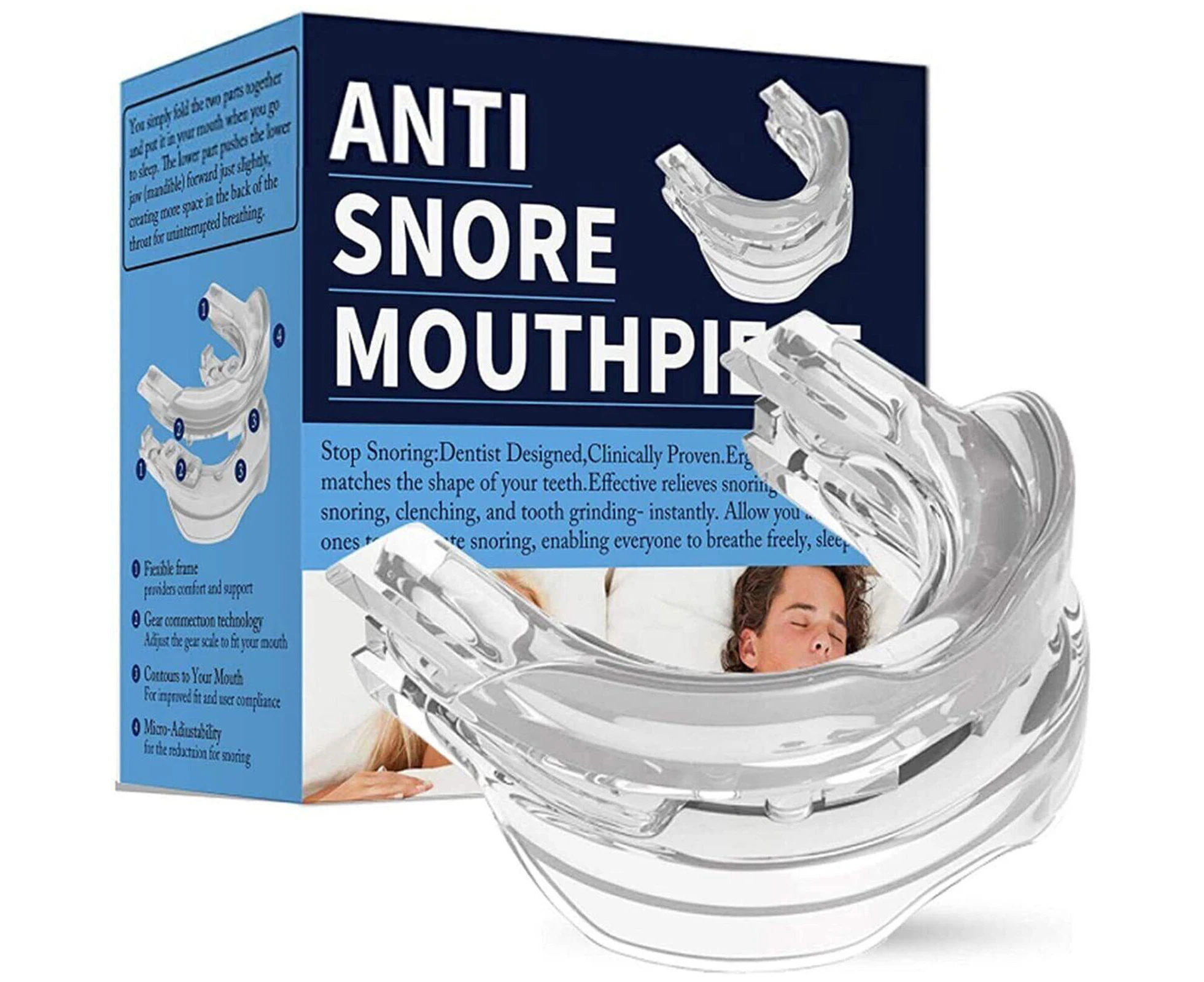 Anti Snore Sleep Apnea Teeth Grind Adjustable Anti Snoring Mouthpiece Guard