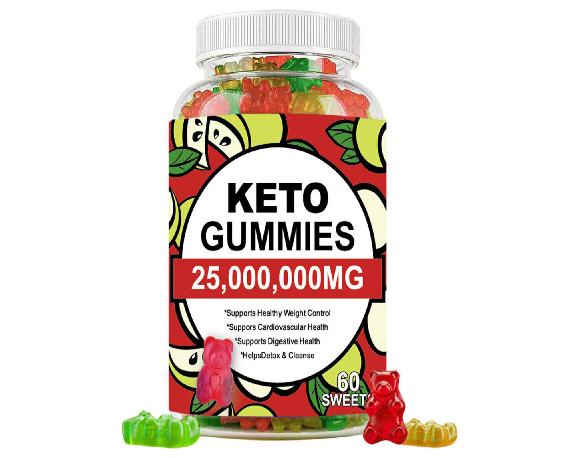 60 High Strength Keto Gummies for Weight & Fat Loss, Belly Fat Burner