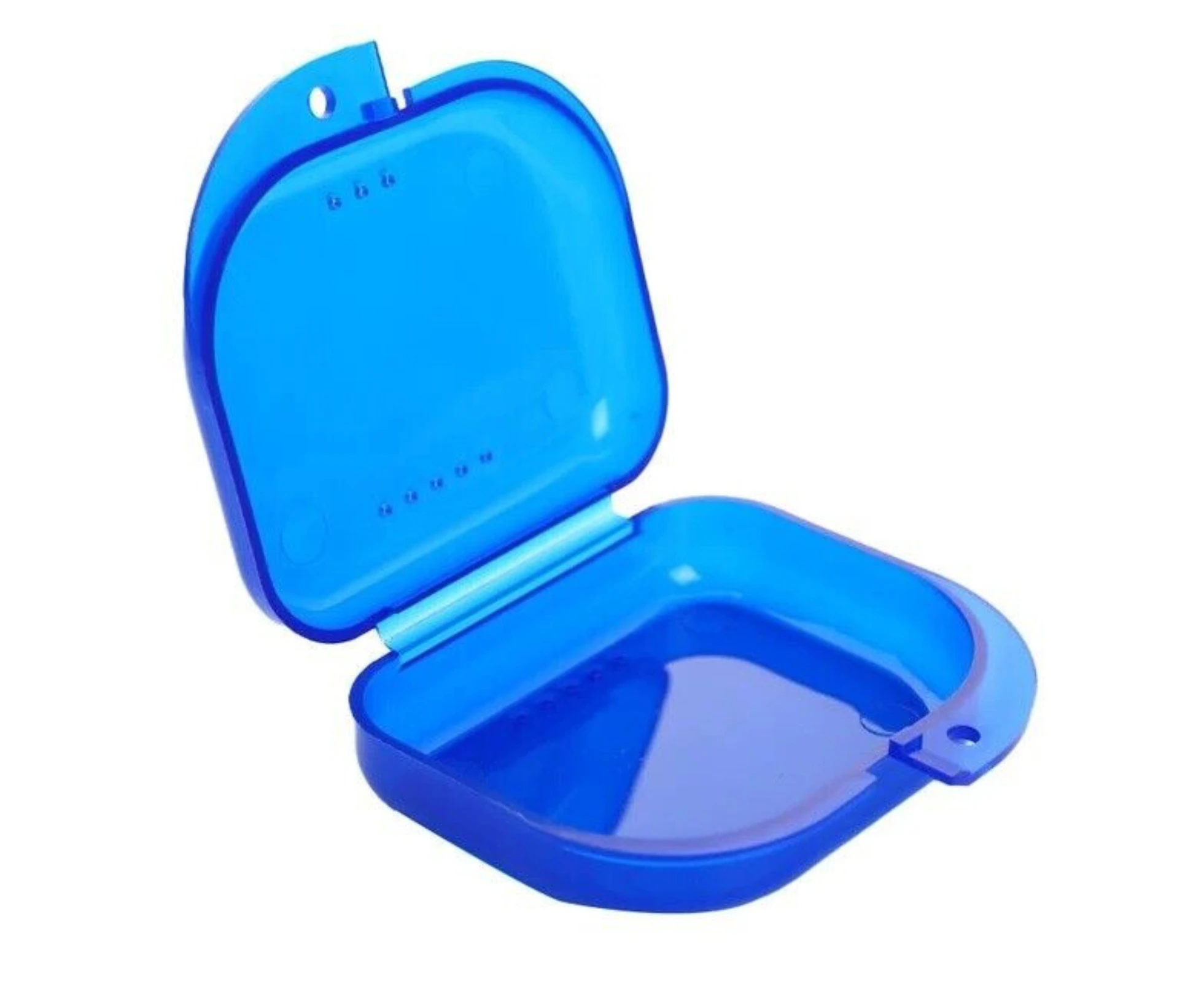 Denture Dental Case Guard Storage Orthodontic Retainer Box Teeth Mouth Blue