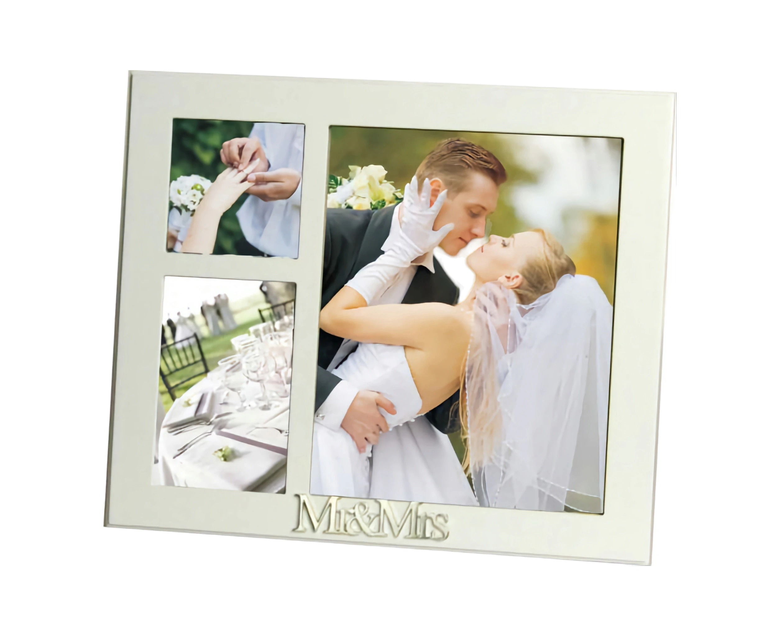 White Mr & Mrs Multi Collage Wedding Photo Frame