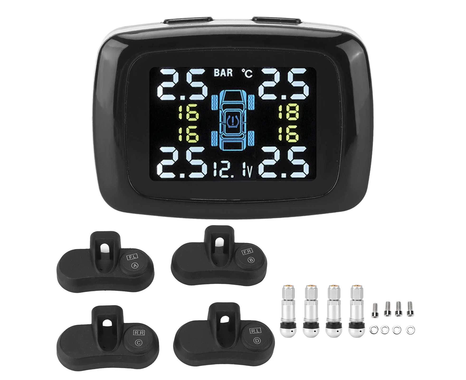 Smart TPMS Cigarette Lighter Tire Pressure Monitoring Alarm System with 4 Internal Sensors