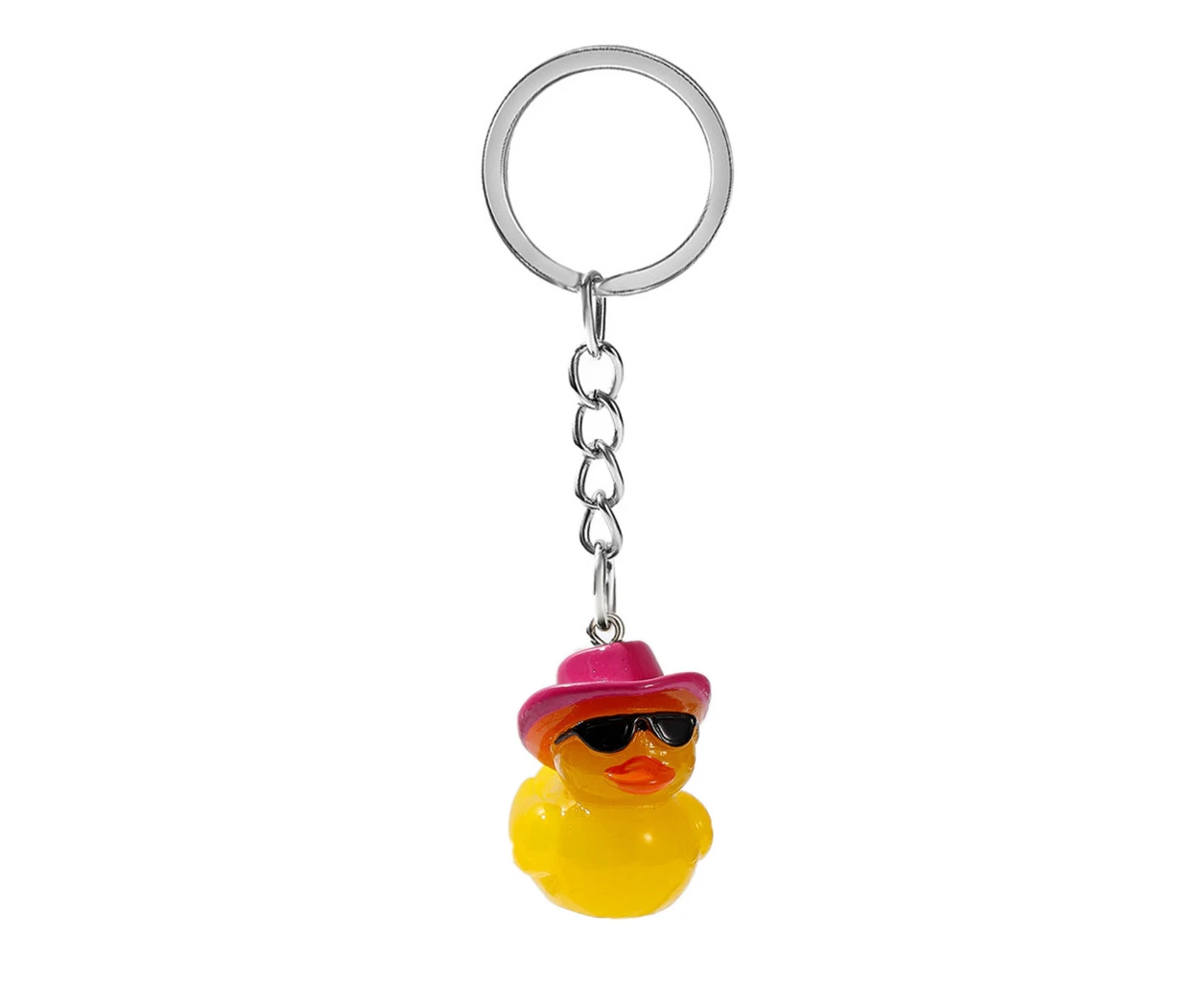 Cute little yellow duck with hat keychain-pink-pendant 1 - Pink - Pendant 1