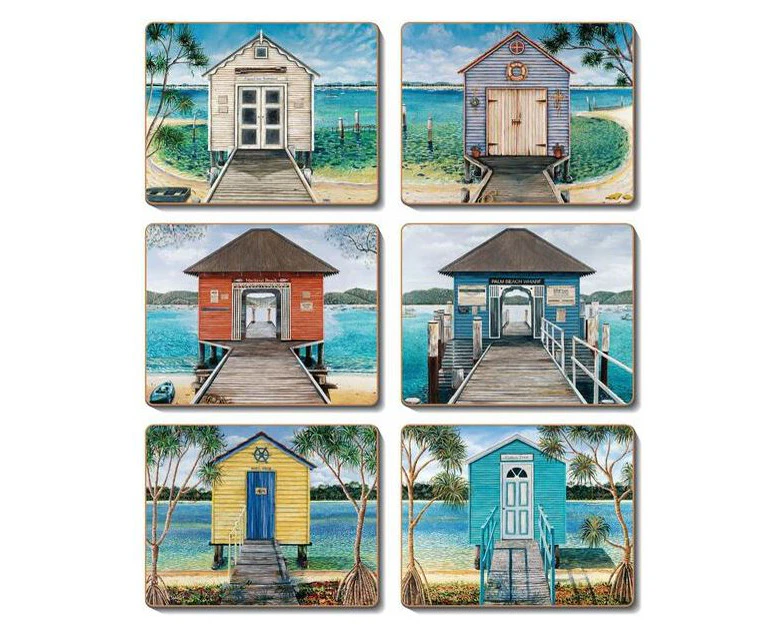 Country Kitchen Boathouse Cinnamon Cork Backed Drink Coasters Set 6