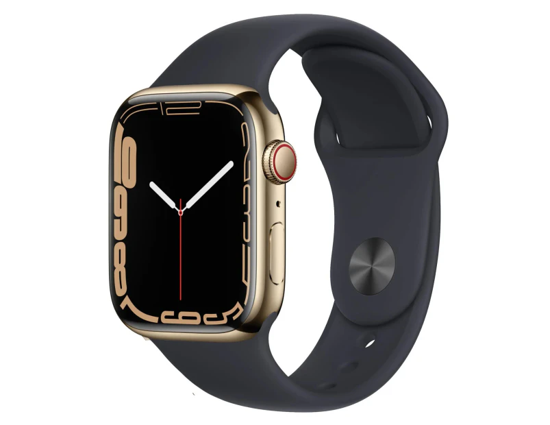 Apple Watch Series 7 (Cellular) 45mm Gold S Steel Black Band - Refurbished Grade A